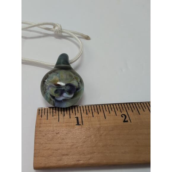 2 Handmade Borosilicate Glass Pendant Blue Implosion Lampwork Focal Bead Charm - Picture 6 of 8